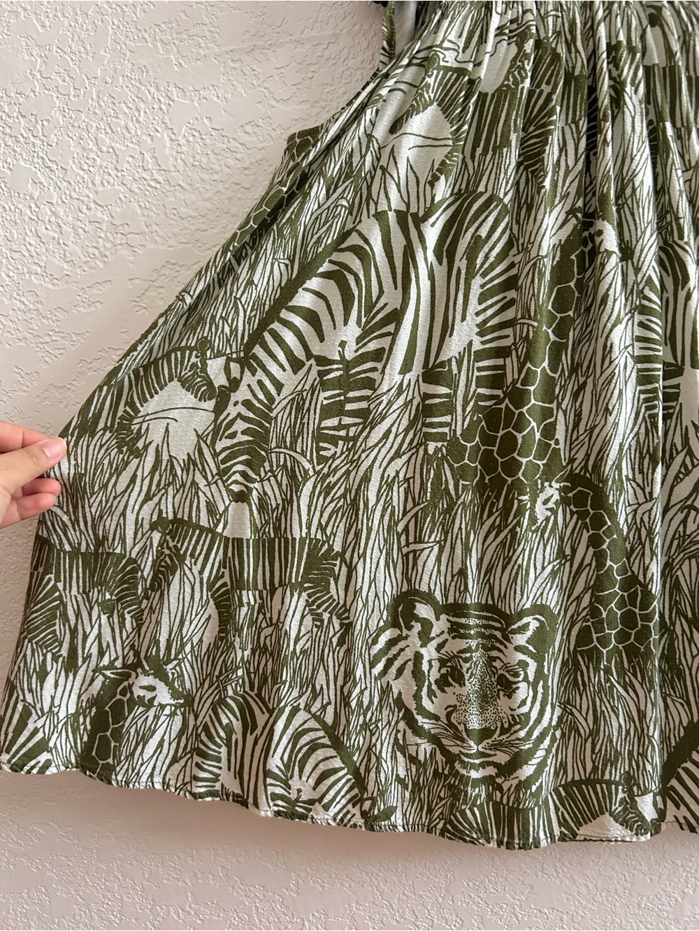 Anthropologie Piper Square-neck Smocked Cut-out Mini Dress in Moss Safari Print - Picture 6 of 8